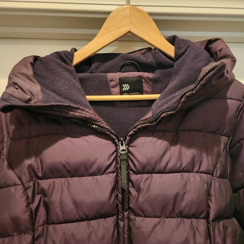 All In Motion Girls Hooded Purple Puffer Jacket Size XL 14/16